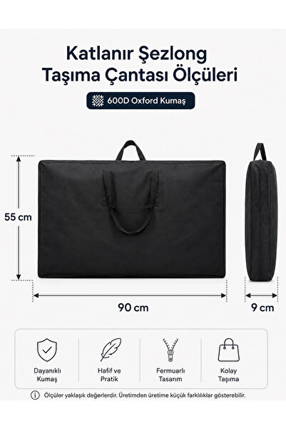 moniev Katlanır Şezlong Taşıma Çantası 600D Oxford Kumaş Elde ve Omuzda Kullanım