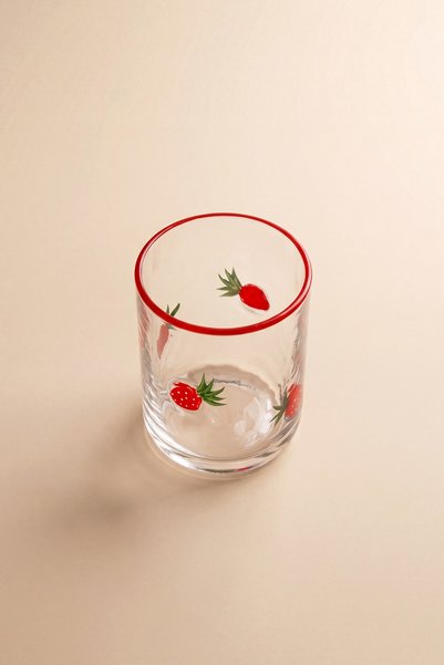 Karaca Strawberry Strawberry Patterned Soft Drink Glass 420 ml Red