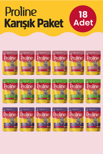 Proline Proline Pouch Karışık Yaş Kedi Mama 18 x 85 Gr