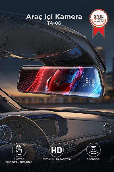 Torima Araç İçi Kamera Gece Görüşlü LCD Ekranlı 1080P Ön ve Arka Dikiz Aynası...