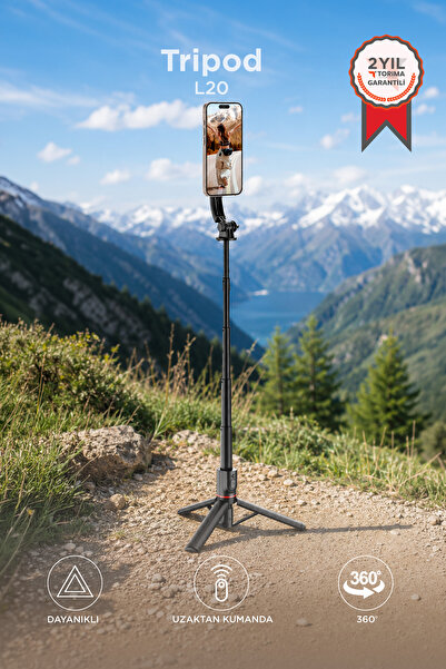 Torima Tripod Çok Amaçlı Kumandalı Selfie Çubuğu L20 Siyah