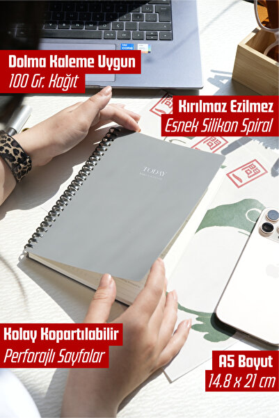 Victoria's Journals Today - Ezilmeyen Silikon Spiralli Günlük Planlayıcı A5 –...