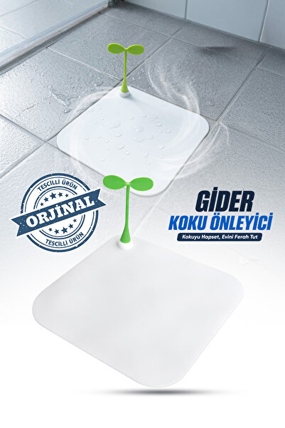 omilife Beyaz Dekoratif Kare Koku Önleyici Lavabo Gider Kapatıcı Dekoratif Ba...