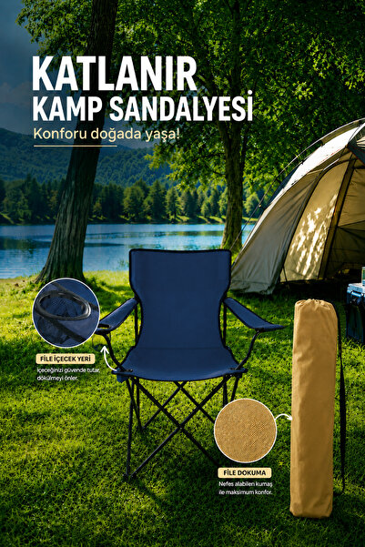 Foldable Camping Chair Picnic Chair Beach Chair with Blue Carrying Case