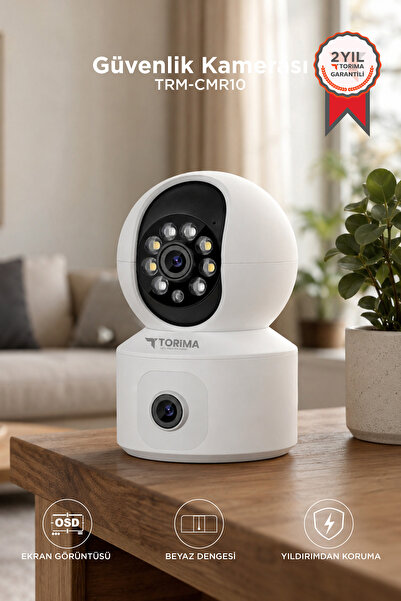 Torima Güvenlik Kamerası 360 Derece Dönebilen 1080P Çift Kamera Full Hd Smart...