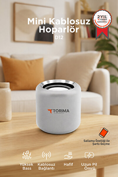 Torima Bluetooth Hoparlör Taşınabilir Speaker D12 Gümüş