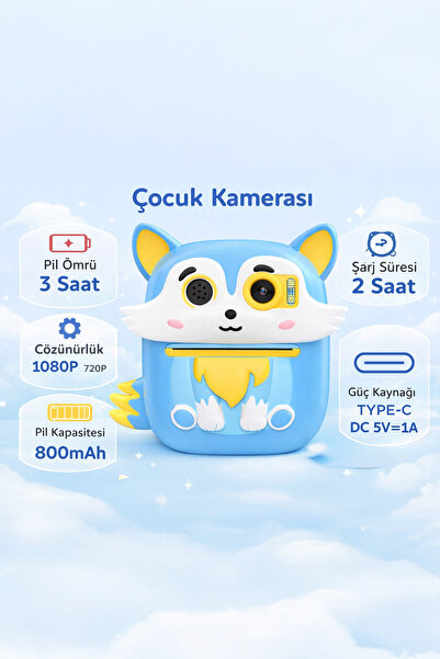 Torima Dijital Fotoğraf Makineleri Çocuk Termal Resim Kağıt Baskılı Yazıcı Kamera Video Makinesi CMR20 Mavi