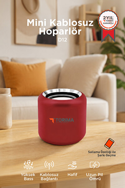 Torima Bluetooth Hoparlör Taşınabilir Speaker D12 Kırmızı