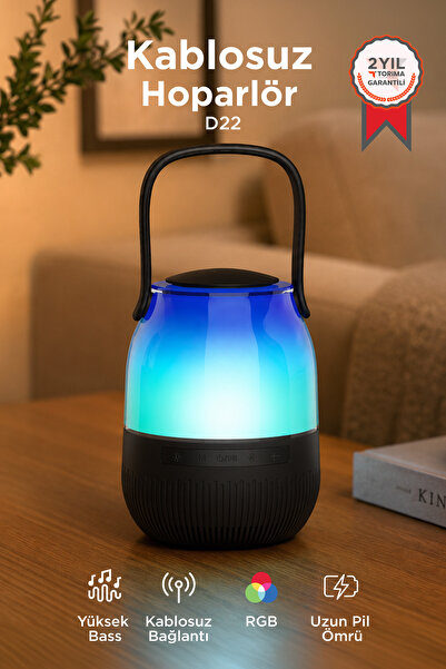 Torima Bluetooth Hoparlör Led Işıklı Taşınabilir Speaker D22 Siyah