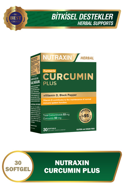 Nutraxin Curcumin Plus 30 Softgel - Vitamin D, Karabiber İçeren Takviye Edici...