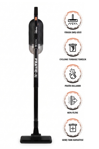 Fantom Pratıc-Xl P 1300 Toz Torbasız Dikey Süpürge Siyah