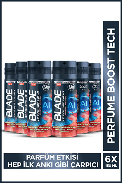 Blade Artificial Intelligence Erkek Alüminyumsuz Deodorant Body Spray 6x150 m...
