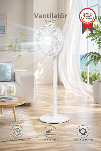 Torima Vantilatör 7 Pervaneli 3 Kademeli Ayarlanabilir Ayaklı 14 Inc 45W Fan ...
