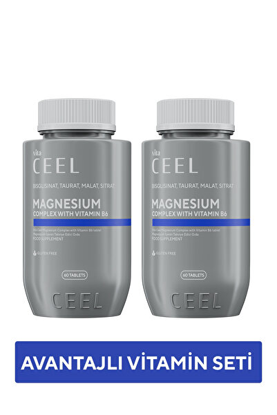 VitaCeel 2'li Magnezyum Complex with B6 Sitrat, Bisglisinat, Malat, Taurat-60...