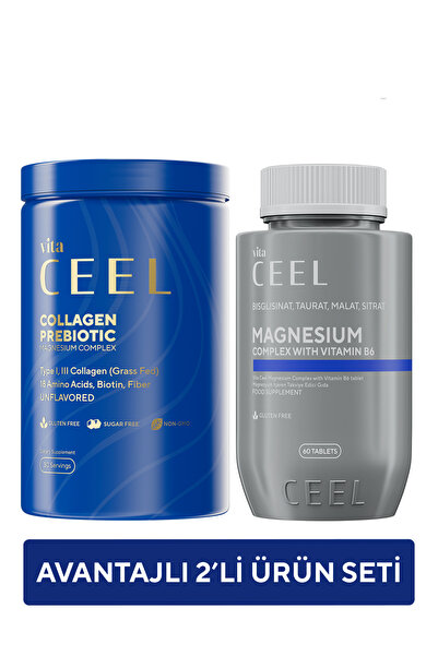 VitaCeel 2'li Magnezyum Tablet ve Kolajen Tip 1, 3 İçeren Magnezyum Complex