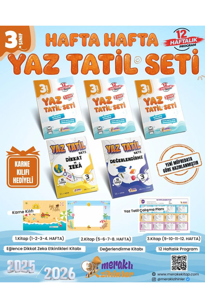 meraklı zihinler 3.SINIF HAFTA HAFTA YAZ TATİL SETİ-2026(KARNE KILIFI HEDİYELİ)
