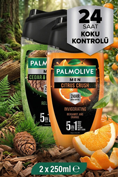 Palmolive Erkek Duş Jeli Seti 2li 250 Ml 5in1 Vücut, Yüz, Saç, Sakal, Koku Ko...