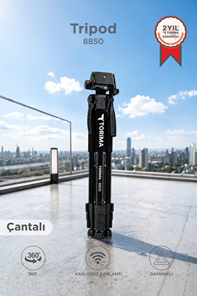 Torima Profesyonel Tripod 1.2m Su Terazili Kamera Tripod 8850 Siyah