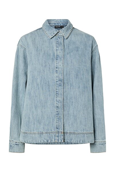 PIECES PCGEGGO LS CURVED DENIM SHIRT BC