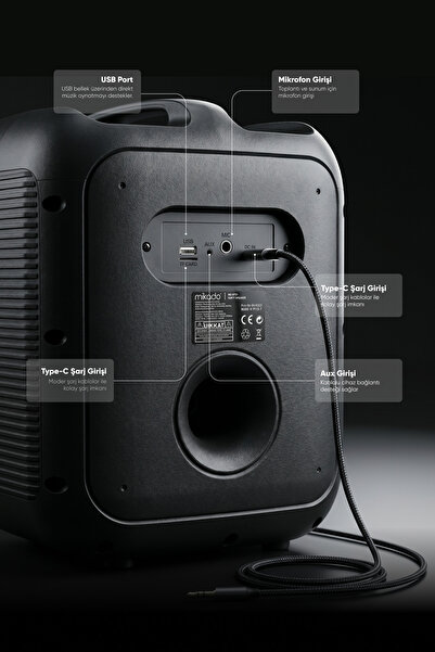 Mikado MD-BT51 BOMBIX, 60W, TAŞINABİLİR, BT/USB/TF/TWS, RGB AYDINLATMA, TOPLANTI, PARTİ, AÇIK HAVA S