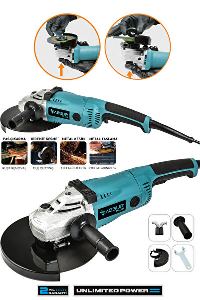 ASSUR 2200w Metal Şanzıman 230 mm Büyük Spiral Taşlama