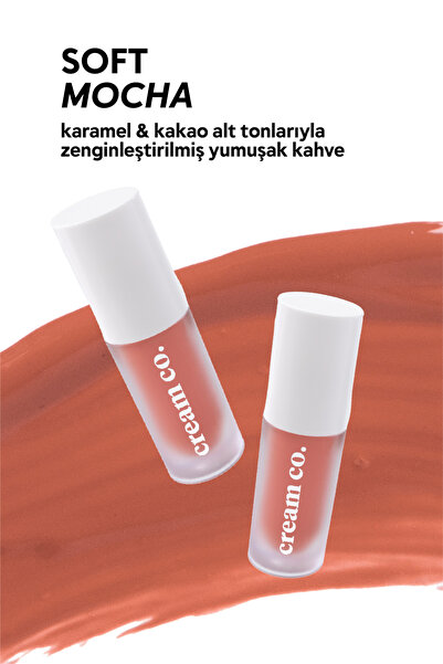 Cream Co. Allık Ruj Göz Farı Glow Tint Soft Mocha | Nemlendirici Makyaj | Nude | Hyaluronik Asit Peptit