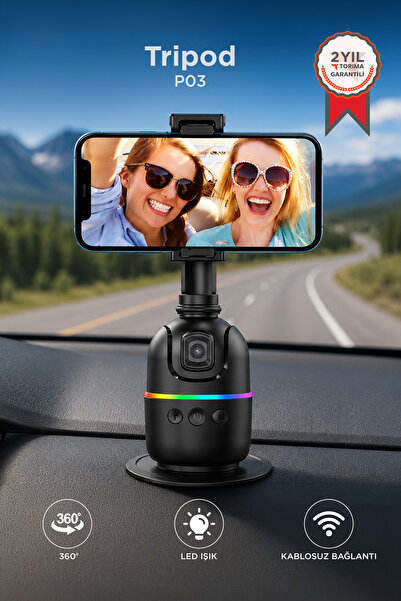 Torima Tripod 360 Yüz Takip Gimbal Akıllı Video Selfie Telefon Tutucu P03 Siyah
