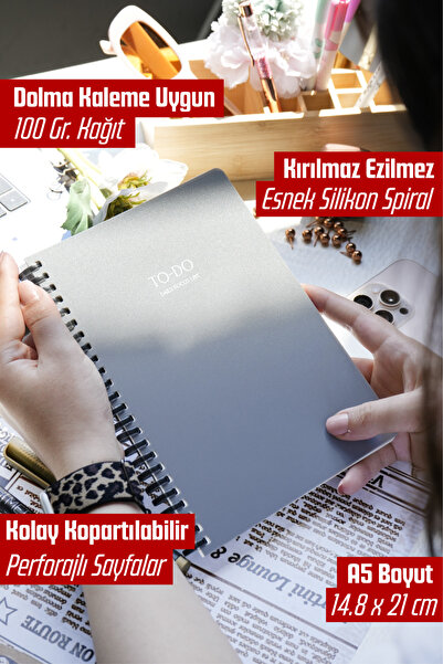 Victoria's Journals To Do - Ezilmeyen Silikon Spiralli Günlük Planlayıcı A5 –...
