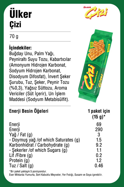 Ülker ÇİZİ Peynirli Kraker - 70 gram - 24 Adet