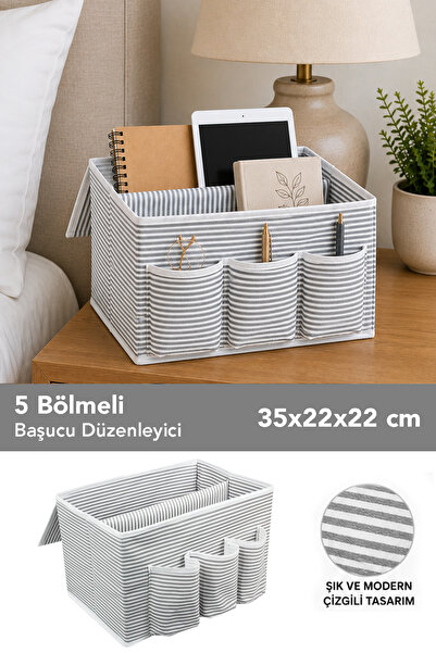Meleni Home Başucu Organizer - Çok Amaçlı Cepli Saklama Hurcu