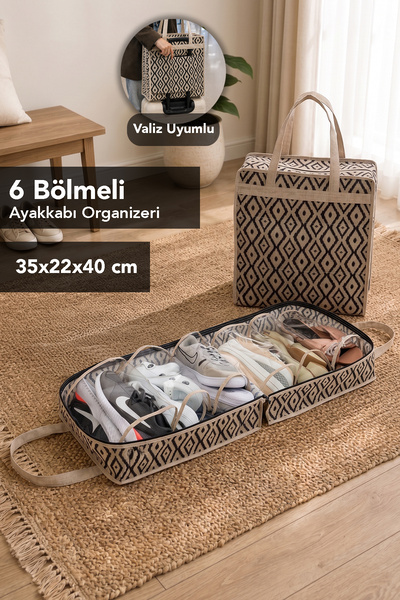Meleni Home حقيبة أحذية مكونة من 6 أقسام - حقيبة تخزين أحذية منظمة للسفر بالل...