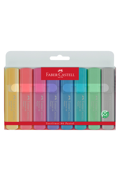 Faber Castell Pastel Renk Fosforlu Kalem Seti,8'li, Su Bazlı, Ergonomik Tasar...