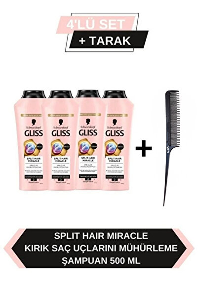 Gliss Split Hair Miracle Şampuan 400 ml X4 Adet + Tarak Hediyeli