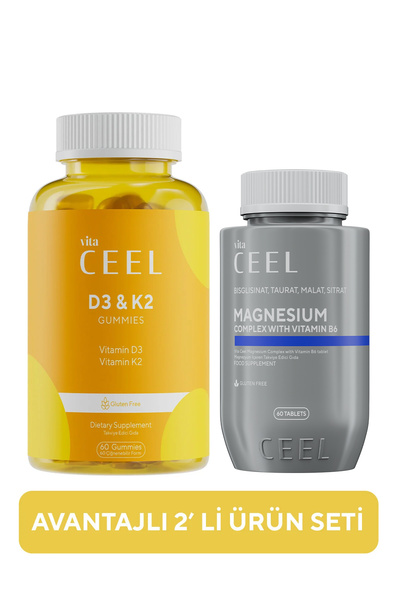 VitaCeel 2’li D3 K2 Vitamin Gummy ve Magnezyum Complex Tablet