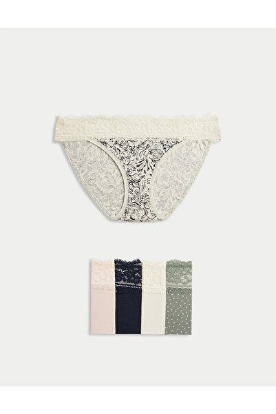 Marks & Spencer 5 darabos pamutkeverék mintás bikini alsók
