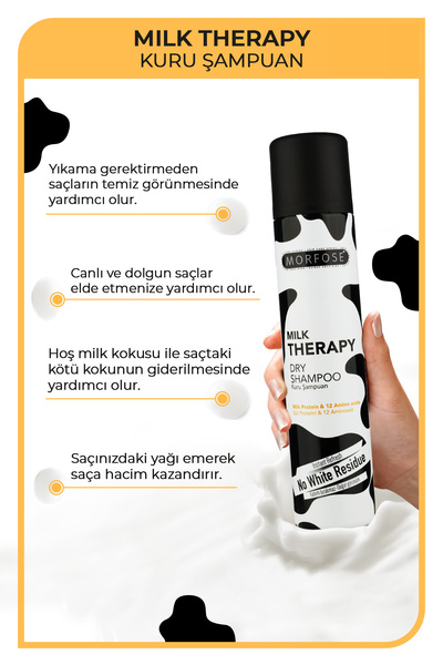 Morfose Kuru Şampuan Milk Therapy 200 ml-Güzel Kokulu, Havalı Saçlar