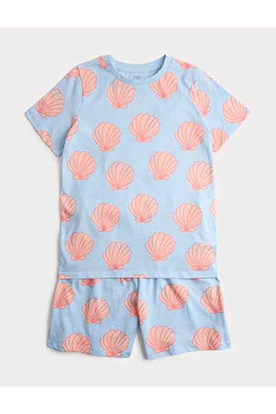 Marks & Spencer Pure Cotton Shell Short Pyjamas (1-16 Yrs)
