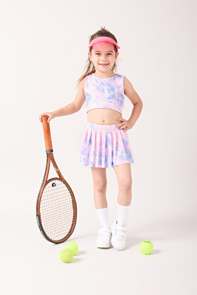 Minipodyum Set sport din două piese pentru fete, cu fustă și pantaloni scurți...