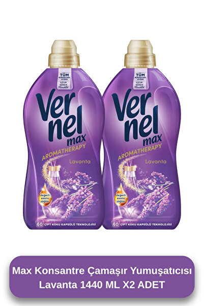 Vernel Max Konsantre Çamaşır Yumuşatıcısı 2 x 1440ml (120 Yıkama) Taze Lavanta