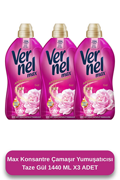 Vernel Max Taze Gül 1.44l 60 Yıkama 3'lü Set Çamaşır Yumuşatıcısı Konsantre