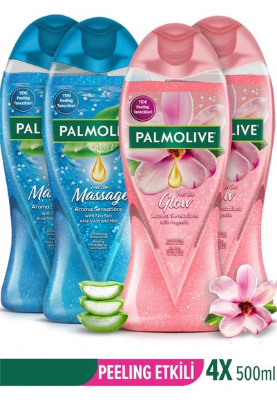 Palmolive 500 ml 4'lü Peeling Etkili Duş Jeli Seti Vücut Şampuanı Banyo Jeli