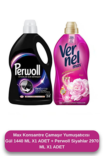Perwoll Siyahlar İçin Deterjan 2.97L + Max Gül Yumuşatıcı 1440 ML – Çamaşır B...