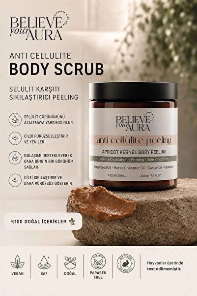 Believe Your Aura Anti Cellulite Body Peeling - 100% Natural Anti-Cellulite F...