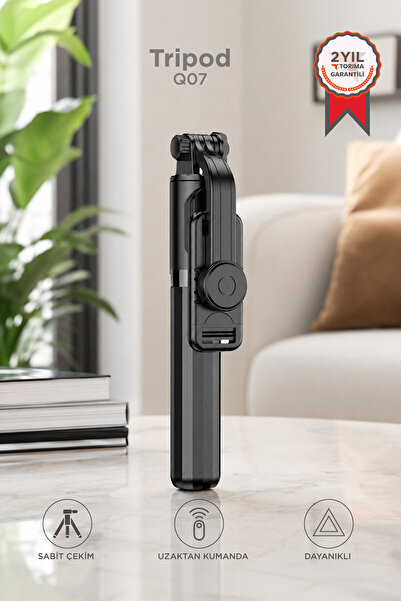Torima Tripod Çok Amaçlı Kumandalı Android Ios Uyumlu Selfie Çubuğu Q07 Siyah