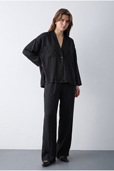 Trendyol Collection Black Blouse Pants Modal Bottom - Top Set Twoss26Au00178