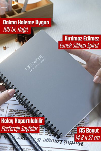 Victoria's Journals Life&Work Ezilmeyen Silikon Spiralli Günlük Planlayıcı A5...