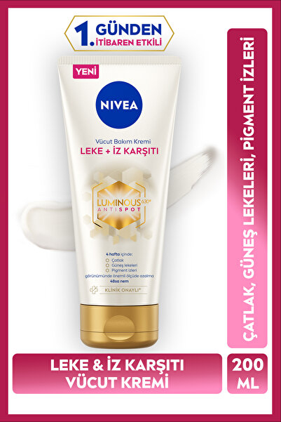 NIVEA Luminous630 Leke Ve İz Karşıtı Vücut Bakım Kremi 200ml, Güneş Lekesi ve...