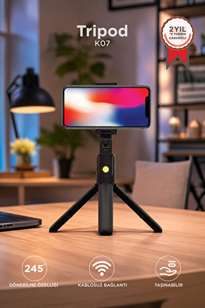 Torima Tripod Kumandalı Mini Kablosuz Selfie Çubuğu K07 Siyah