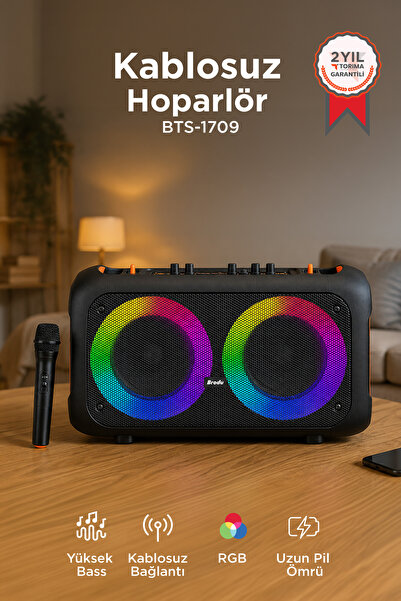 Torima Bluetooth Hoparlör Mikrofonlu USB TF FM Destekli BTS-1709 Siyah
