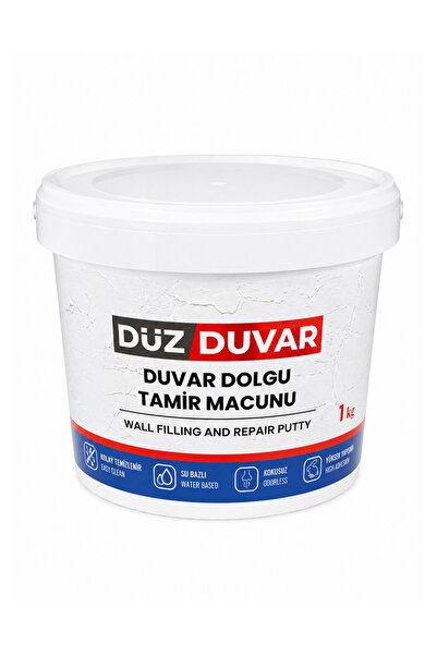 Badem10 Duvar Tamir Dolgusu (1 KG) Macunu Zemin Alçı Sıva Derin Boşluk Doldurucu Çatlak Onarıcı Giderici